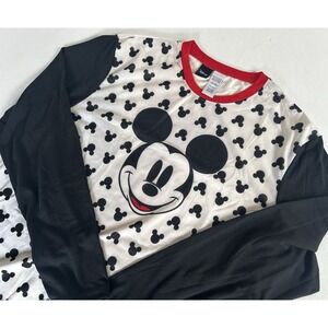 NWT Disney Women's Long Sleeve Mickey Mouse Head Montage Pajama Top Large